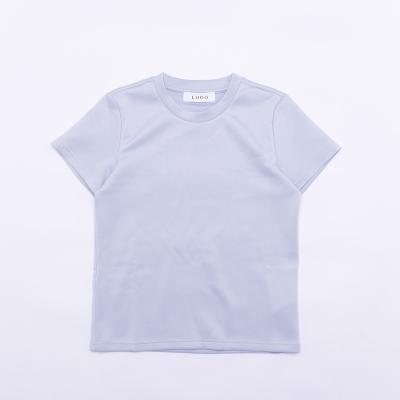 China OEM Breathable Summer Clothes For Women Custom Blue T-Shirt For Ladies for sale