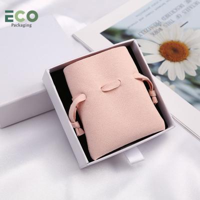 China Jewelry Packing Ivory Microfiber Jewellery Packaging Bag Earrings Custom Logo Hot Stamped Suede Small Drawstring Jewelry Pouch with Logo for sale