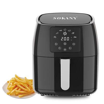 China Hotel Sokany 5L Digital Non-Stick Multifunctional Gas Air Fryer Heated Oil Free Air Fast Kitchen Deep Fryer for sale