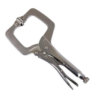 China MULTI FUNCTIONAL Multi Functional Nickel Plated Locking Vise Handle Pliers Looking C-clamp With Swivel Pads for sale