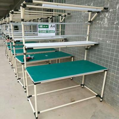 China Structure Pipe Customize Pipe Stretching System Storage Shelves Set Flexible Coated Lean Worktable for sale