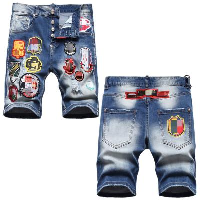 China 2022 QUICK DRY new summer perforated paint denim shorts men's thin shorts for sale