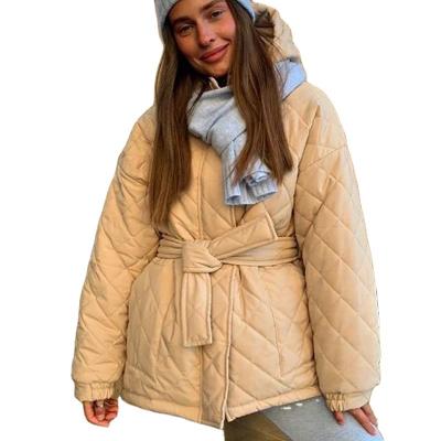 China Winter Women's Breathable Coats Comfort Solid Color Regular Frenulum Warm Down Filled Coat for sale