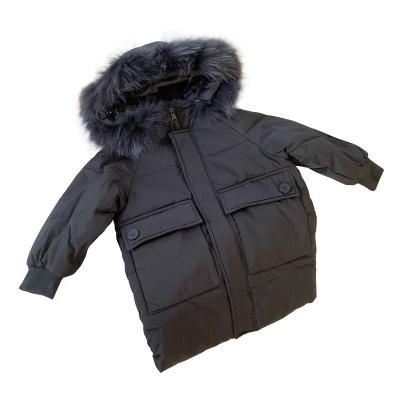 China 2021 viable autumn and winter thickened children's down jacket woolen collar warm children's jacket middle and long winter down jacket real for sale