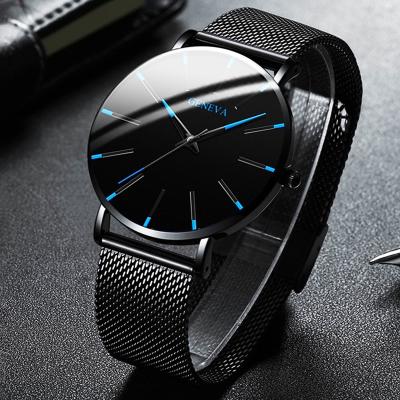 China Simple Masculino De Relogio Stainless Steel Mesh Belt Quartz Watch Business Men's Ultra Thin Watches Minimalist Fashion Mens Alarm 2021 for sale