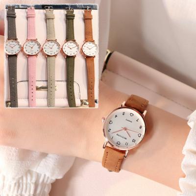 China Alarm Women Watches Simple Small Dial Watch Vintage Leather Strap Outdoor Sports Soft Wrist Clock Gift for sale