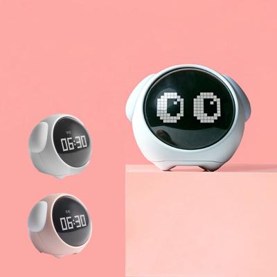 China Calendars Table Expression Pixel Bedside Kids Night Wake Up Light Multi Function Alarm Clock Child for sale