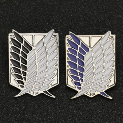 China FASHIONABLE Attack on titan pin Wings pin of Liberty Freedom Scout Regiment Legion Survey Recon Corp Eren Badge Anime Jewelry Wholesale for sale