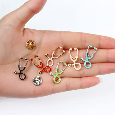 China TRENDY Nurse Medical Pins Brooches For Women Fashion Stethoscope Colorful Metal Enamel Jewelry Mens Hijab Pin Jackets Badges Accessories for sale