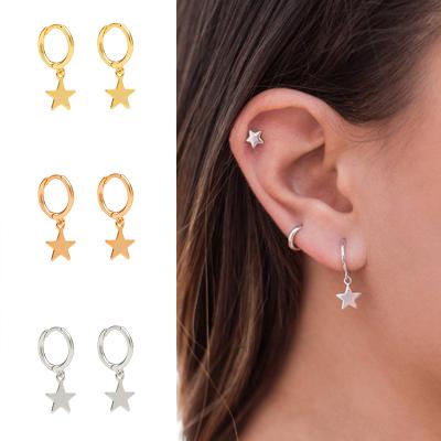 China FASHIONABLE Five-pointed Trend Pendientes Plata Star 925 Sterling Silver Earrings For Women Vintage Earring Circles 2021 for sale