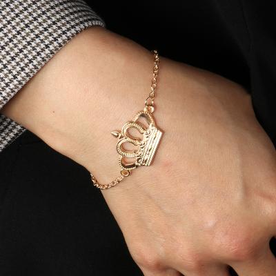 China High Quality Gold Color Vintage Crown Hollow Bracelets For Women Shape Bangle Bracelet Valentine's Day Jewelry Gifts for sale