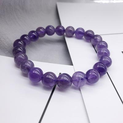 China Amethysts TRENDY Natural Quartz Energy Gem Stone Women Beaded Stretch Bracelet Gift Jewelry Light Purple for sale