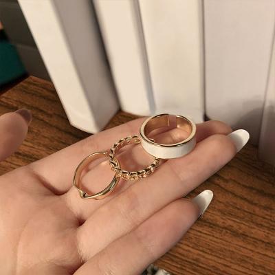 China FASHIONABLE Resizable hollow rings set for geometric round finger Ring Fashion Jewelry Female Wedding metal punk women bands party for sale