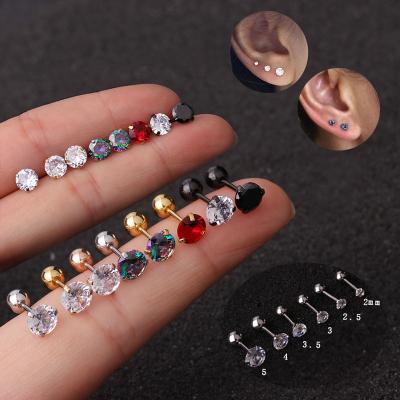 China Comfortable Gem Monroe 16G Tragus Helix Ear Piercing Small Round 2Pcs CZ FASHIONABLE Cartilage Rook Conch Earring for sale