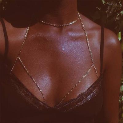 China TRENDY Women Sequins Bra Bikini Beach Harness Necklace Waist Belly Body Chain Fashion Jewelry #241361 for sale