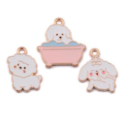 China FASHIONABLE Cartoon 10Pcs/lot Toy Poodle Dog Enamel Mini DIY Tub for Pendant Necklace Earring Dangle Charm Handmade Jewelry Make for sale