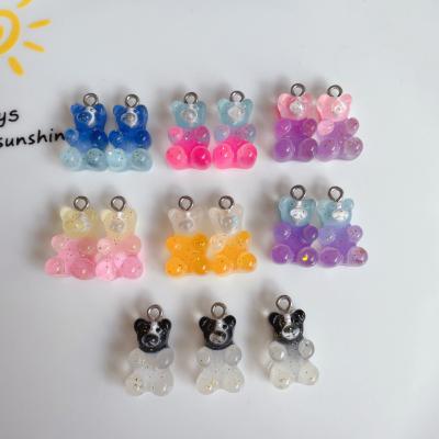 China 10pcs 10*15mm TRENDY Candy Color Mini Cute Bear Charms Resin Glitter Gummy Cabochons for DIY Jewelry Making Earrings Pendants Necklaces for sale