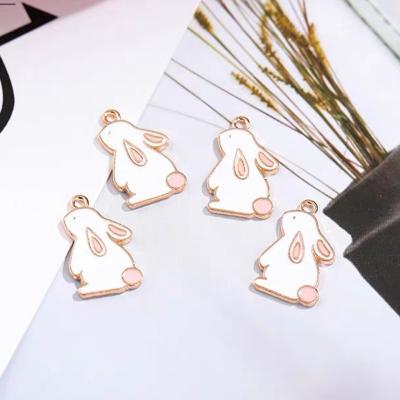 China 10pcs/lot 16*21mm TRENDY Enamel Mini Rabbit For Jewelry Findings DIY Cartoon Animal Charms Necklaces Pendants Earrings Making for sale