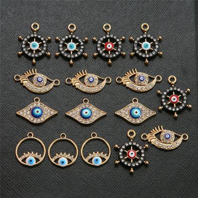 China 10pcs/lot TRENDY Enamel Multi Style Blue Eye Charms DIY Connector Necklace Pendant Bracelet For Jewelry Making Accessories for sale