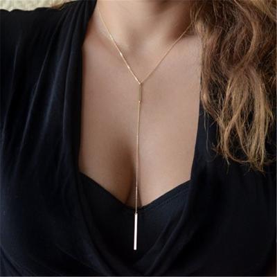 China TRENDY fashion long simple bar drop lasso Y necklace bodychains sliver gold necklace for women boho jewelry collares for sale