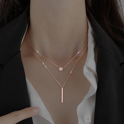 China Fashion Trendy Clavicle Chain New Double Layer Garland Pendant Necklace Cold Wind Female Simple Temperament for sale