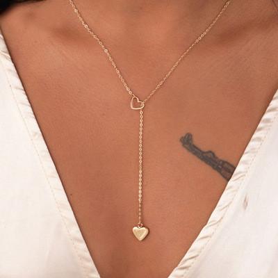 China New TRENDY Necklaces Fashion Women Jewelry Copper Heart Chain Link Necklace Trendy Gift For Women Girl for sale