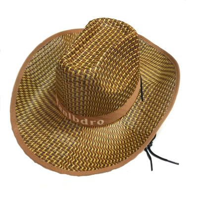 China PROTECT Cowboy Wide Straw Weave Hat Casual Western Brim Summer Hats Panama Cap Jazz Hat Outdoor Sunhat Topee For Women Men Unisex for sale