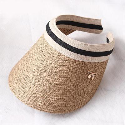 China 2019 New Women Sun Hats Straw Visor Caps Parent-Child Summer Handmade Empty Beach Top Hat Barred for sale