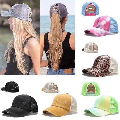 China breathable & Adjustable Sun Hat Mesh Trucker Hat Cap Femm Summer Ponytail Gorras Snapback Cap Waterproof Women Baseball Cap for sale