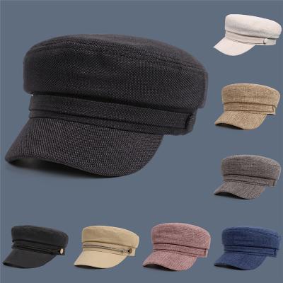 China Keep Warm Fashion Women Men Cotton Casual Style String French Hinged Hat Retro Metal Golf Hat Button Elegant Berets Ornament for sale