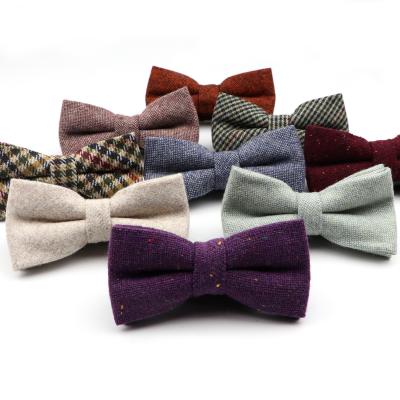 China High Quality Dobby Mens Wool Cotton Bow Tie For Men Wedding Solid Plaid Bowtie England Cravat Clothing Business Butterfly Accessories for sale