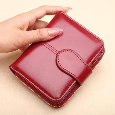 China Waterproof PU Women's Shorts Small Red Zipper&Button Purse Wallet Coin Pocket Cartera for sale