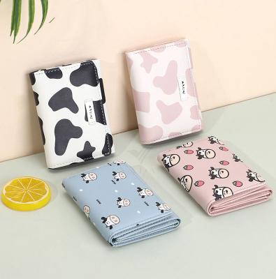 China Waterproof Copy Kawaii Cow Porte Feuille Femme 2021 New Cute Short Card Holder Women Invent Small Purse Wallet for sale