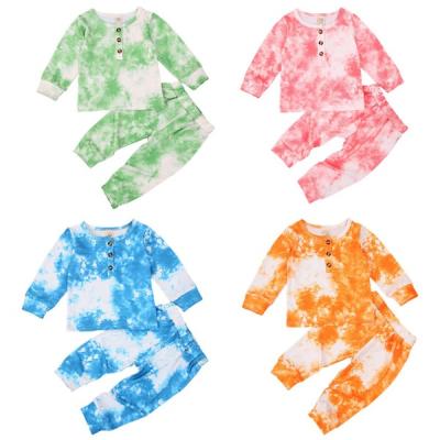 China Breathable 4 Colors Newborn Baby Boy Girl Tie Dye Clothes Long Full Sleeve Sweater T-Shirt Autumn Clothing Set For 0-18 Months for sale