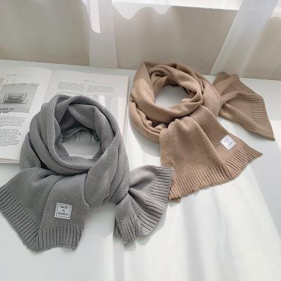 China Keep Warm Scarf Women's Solid Color Soft Men's Shawl Autumn Winter Knitted Wool Bib 2021 New for sale