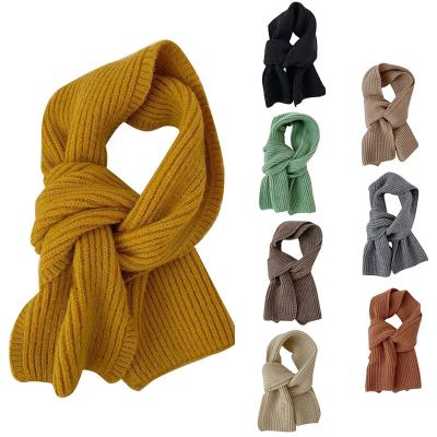 China Long Solid Color Scarf Female Wool Shorts Knitting Student Autumn And Japanese Soft Collar Winter All-match for sale