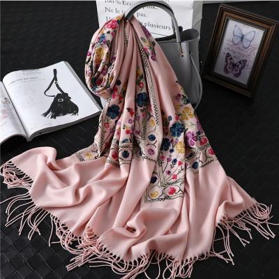 China 2021 multifunctional female pashmina scarf female covering shawls and designer brand women scarf winter embroidery cashmere lady wraps for sale