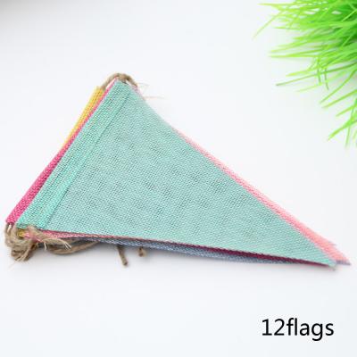 China Hotel and Resort 4M Pennant Vintage Bunting 12 Colored Burlap Flags for Wedding Garland Decoration Happy Birthday Party Candy Bar for sale