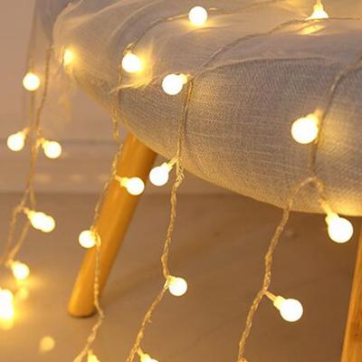 China COTTON+LED LIGHT 2M 5M 10m Cherry Balls LED Fairy String Lights USB 220V 110V Battery Operated Wedding Party Outdoor Garland Christmas Decoration for sale