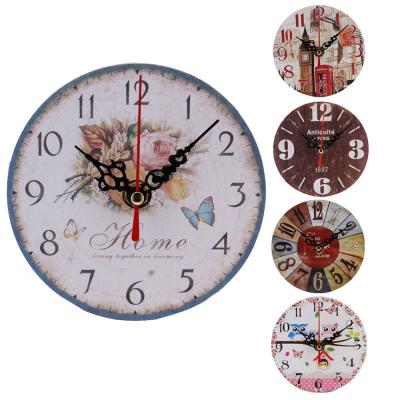 China Wooden London Calendars Retro Rustic Design Clocks Shabby Chic Antique Vintage Watches Home Decor Round Wall Clock #T2P for sale