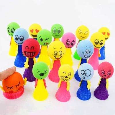 China PVC 8PCS 9cm Bounce Ball Toys Gifts Expressions Squeeze Hip Hop Jumping Doll With Light Educational Game Antistress Kids Toy for sale