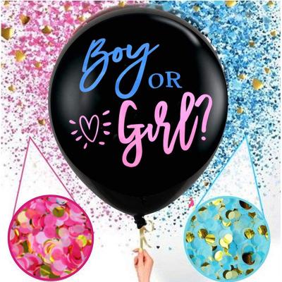 China 36 Inch Oval Display Gender Reveal Black Latex Balloon Confetti Baby Shower Decoration 128 for sale