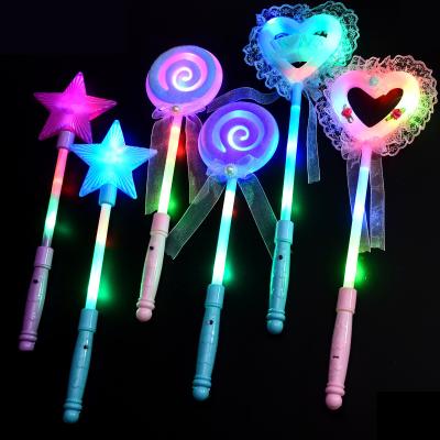 China Flash Street Cartoon Ring Finger Light Magic Wand LED Glowing Necklace Toy Small Gift for sale