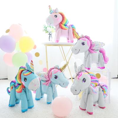 China Cartoon Amnimal Assembling Unicorn Balloons 3D Air Walker Foil Balloon Birthday Party Decorations for sale