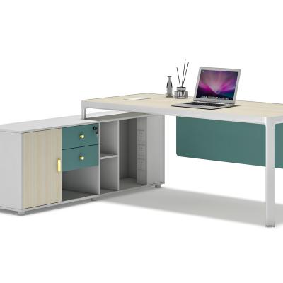 China (Size)Wisda Executive Office Adjustable Wholesale Wood Table With Drawer CEO Director Computer L Shape Desk With Side Table for sale