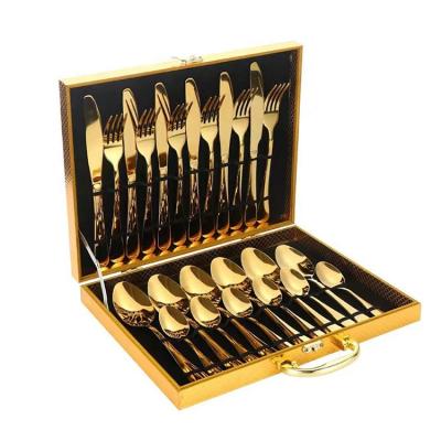 China YABEICHU Stainless Steel Set 24pcs Flatware Sustainable Flatware Cutlery With Packing Gift Case for sale