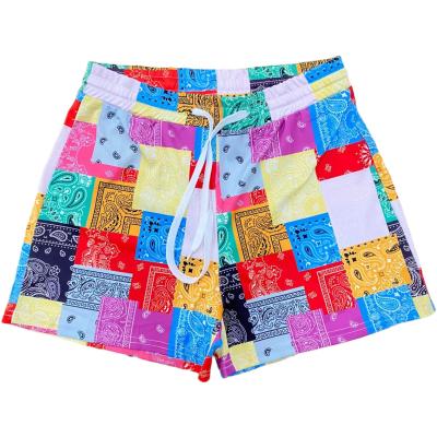 China Breathable Summer Paisley Printed Polyester Biker Shorts Matching Women Loose Shorts Plus Size Fashion Beach for sale