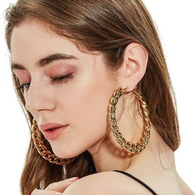 China Vintage Fashion Vintage Geometry Round Designer Earrings Gold Plated Stainless Steel Circle Earring for sale