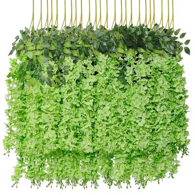 China Bluk Sale Durable Wholesale Wisteria Flowers Flower Artificial Wedding Garland Silk Wisteria Hanging Flowers for sale