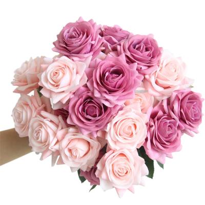 China Factory Supplier Widely Used Artificial Flower Home Decor Plants Rose Artificial Flower Heads For Cake Decoration for sale